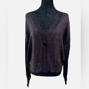 Joseph A. Multicolor Metallic Knit Cardigan| Snap Front Closure| Elegant| Size S